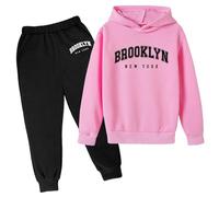 Ensemble Enfant Garçon 3-13 Ans, Survêtement Rugby Sport, Tenue de Jogging avec Sweat à Capuche Lettre Imprimé et Pantalon, Chaud et Mode pour Sport et École