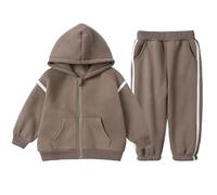 Ensemble Enfant Garcon 9 Mois-10 Ans Automne Et Hiver Costume Enfant Garcon Couleur Unie La Mode DéContracté Costume Pantalon à Manches Longues ZippéE Ample Sportif Confortable (Brown, 3-4 ans)