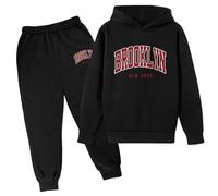 Ensemble Enfant Garcon, Ensembles-Rugby-De-Sport-Garçon Tenue De Sport Enfant Garçon Ado Survêtement De Sport Ensemble À Capuche Et Pantalon Jogging Garçons (Black-4, 13-14 Years)