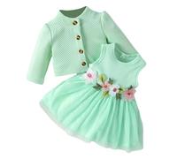 Ensemble Enfant Garçon Hiver Chaud Sweat Molleton Fille Chat Dessin Animé Manche Longue Pantalons Tenue Survêtement Automne Et Habit Sport Bébé Combinaison (Vert,18-24 Mois)