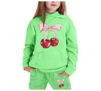 Ensemble Enfant - Sweat À Capuche À Manches Longues pour Enfant en Bas Âge Garçon Et Fille Couleur Unie Chaud Pull Haut Pantalon Tenue pour Enfant (Light Green 10-11 Years)
