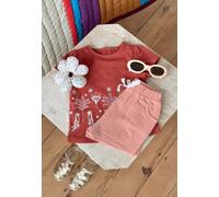 Ensemble enfant t-shirt et short en gaze de coton fiesta terracotta 36M(97CM)