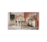 Ensemble Enfilade 4 portes + Vitrine 2 portes + Table L 170 cm SHEFFIELD - Décor chêne kronberg - DEMEYERE