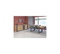 Parisot Ensemble enfilade et table LOFT – Chêne Artisan et gris – 3 portes – 8 personnes