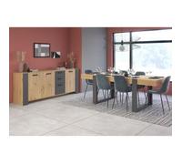 Ensemble enfilade + table LOFT - PARISOT - Chêne Artisan et gris - 3 portes - 8 personnes