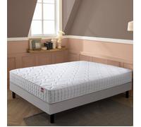 Ensemble EPEDA matelas ferme ressorts + sommier tapissier + pieds - Distinct 3 - 160x200 - Blanc - Garantie 7 ans - Epeda