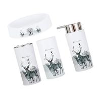 Ensemble Essentiel De Salle De Bain À Imprimé Cerf 4 Pièces Comprenant Une Tasse De Brosse À Dents Un Porte-savon Et Un Distributeur De Pompes À Pression Pour Espace Organisé Accessoires De Salle