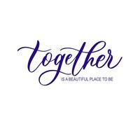 ensemble est un bel endroit pour être ondulé élégant calligraphie orthographe Décorations murales en vinyle 48x111cm Étanche Bleu foncé