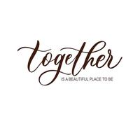 ensemble est un bel endroit pour être ondulé élégant calligraphie orthographe Stickers lettrage 48x111cm Décoration artistique Café