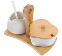 Ensemble et Crémier Sucrier avec Plateau Blanc en Céramique