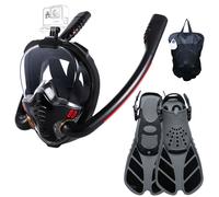 Ensemble Et Palmes De Plongée Intégrale Unisexe - Crystal-Clear 180 ° Vision Panoramique,Joint Sécurisé Anti-Fuite - Sangles Réglables - Type Black-L/Xl