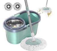 Ensemble et seau rotatif | Vadrouille rotative automatique pour le nettoyage de la maison | pour le nettoyage de travail avec essorage pour salon, cuisine, balcon, salle d'étude, passer le chiffon et