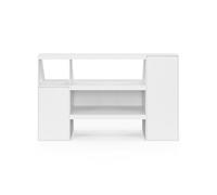 IDMarket Ensemble TOMI – étagère 2 niveaux, armoire 2 portes et 1 porte (niche sous pente) – Blanc