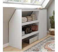 IDMarket - Ensemble étagère 2 Niveaux + Armoire 2 Portes sous Pente TOMI Blanc