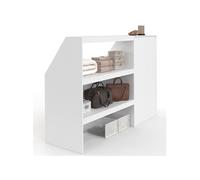 IDMarket - Ensemble étagère 2 Niveaux + Armoire 2 Portes sous Pente TOMI Blanc