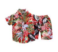 Ensemble été bébé garçon en coton bio, chemise à manches courtes et short imprimé floral, tenue décontractée légère pour tout-petits de 3 à 12 mois et 2-4 ans, parfait pour les vacances et les jeux