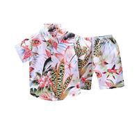 Ensemble été bébé garçon en coton bio, chemise à manches courtes et short imprimé floral, tenue décontractée légère pour tout-petits de 3 à 12 mois et 2-4 ans, parfait pour les vacances et les jeux