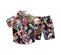 Ensemble été bébé garçon en coton bio, chemise à manches courtes et short imprimé floral, tenue décontractée légère pour tout-petits de 3 à 12 mois et 2-4 ans, parfait pour les vacances et les jeux