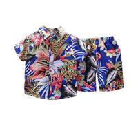 Ensemble été bébé garçon en coton bio, chemise à manches courtes et short imprimé floral, tenue décontractée légère pour tout-petits de 3 à 12 mois et 2-4 ans, parfait pour les vacances et les jeux