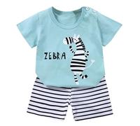 Ensemble Été Bébé, T-Shirt Manches Courtes Et Short Coton, Tenue 2 Pièces Douce pour Garçon Et Fille