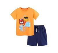 Ensemble Ete Enfant Garcon 2 Pieces 2-8ans T-Shirts Garçon à Manches Courtes Imprime Et Shorts De Sport Taille Elastique Décontracté Et Confortable (Yellow, 7-8 Years)