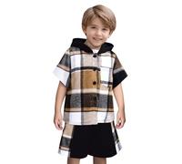 Ensemble Ete Enfant Garcon Casual 2 Pieces Haut avec Court Pantalon 2-9ans Chemise Manches Courtes a Carreaux Capuche Garçon Plaid Bouton Classique (Black, 8-9 Years)