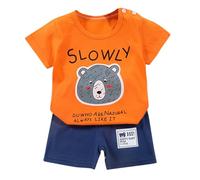 Ensemble été Enfant, t-Shirt Manches Courtes, Short, 2 pièces, Coton léger, pour garçon et Fille, de 1 à 9 Ans