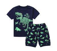 Ensemble Ete Garcon 1-7 Ans Imprimé Dinosaure Ensemble Short Tee Shirt Garcon T-Shirts à Manches Courtes+Shorts et Bermudas Coton Pyjama Ete Enfant Vêtements D'intérieur (Navy-3, 4-5 Years)