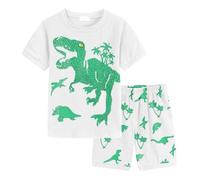 Ensemble Ete Garcon 1-7 Ans Imprimé Dinosaure Ensemble Short Tee Shirt Garcon T-Shirts à Manches Courtes+Shorts et Bermudas Coton Pyjama Ete Enfant Vêtements D'intérieur (White-2, 4-5 Years)