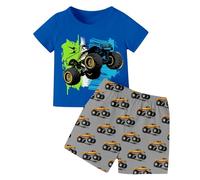 Ensemble Ete Garcon 2-12 Ans Dessins Animés Imprimés Ensemble Short Tee Shirt Garcon T-Shirts à Manches Courtes+Shorts et Bermudas Pyjama Ete Enfant Vêtements D'intérieur (Blue, 3-4 Years)