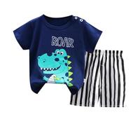 Ensemble été garçon à Manches Courtes - Version coréenne du t-Shirt Pure Coupe Standard recommandée pour 3-16 Ans idéal pour Quotidien et activités (Navy, 3-4 Years)