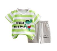 Ensemble été garçon à Manches Courtes - Version coréenne du t-Shirt Pure Coupe Standard recommandée pour 3-16 Ans idéal pour Quotidien et activités (Light Green, 7-8 Years)
