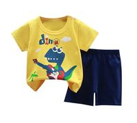 Ensemble été garçon à Manches Courtes - Version coréenne du t-Shirt Pure Coupe Standard recommandée pour 3-16 Ans idéal pour Quotidien et activités (Yellow, 3-6 Months)