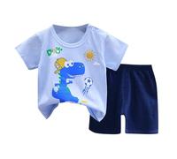 Ensemble été garçon à Manches Courtes - Version coréenne du t-Shirt Pure Coupe Standard recommandée pour 3-16 Ans idéal pour Quotidien et activités (Sky Blue, 2-3Years)
