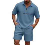 Ensemble Ete Homme,Ensemble Deux PièCes LéGer Et DéContracté pour L'éTé Chemise à Manches Courtes Et Short en à Motifs IdéAl par Temps Chaud