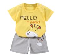 Ensemble été Unisexe, t-Shirt Manches Courtes, Short, 2 pièces, Coton, pour garçon et Fille, de 1 à 8 Ans