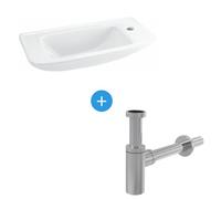 Ensemble EUROVIT Lave-mains 125 x 500 x 235 mm, blanc + Siphon Alca en Métal Chromé (R421901-SET)