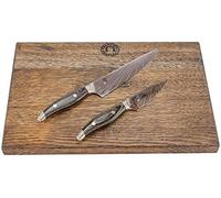 Ensemble exclusif de couteaux damassés Kai Shun Nagare | NDC-0700 (couteau d'office) + NDC-0701 (couteau tout usage) + grande planche à découper artisanale du Palatinat (chêne) 35x25 cm