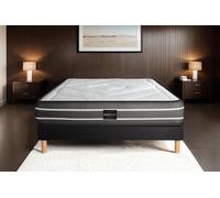 Ensemble Exclusive 200 x 200 cm sommier Kit Noir - 22cm - Ressorts ensachs et mmoire de forme - Equilibr - Sommier kit Noir