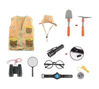Ensemble Explorateur Extérieur Jouets, Kit Aventurier Enfant avec Jumelles, Gilet Safari et Chapeau, Boussole, Loupe Insecte - Cadeau de Jouets d'extérieur pour Enfants Garçons Filles