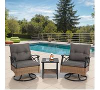 Ensemble extérieur 2 fauteuils pivotants 360° avec table FloraGrace