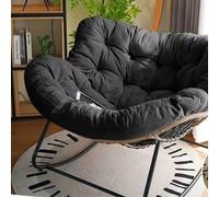 Ensemble fauteuil à bascule et repose-pieds noirs surdimensionnés - Fauteuil inclinable rembourré avec coussins épais, chaise longue moderne pour patio pour un confort et une détente ultimes