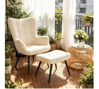 Ensemble fauteuil et pouf confortable pour salon, style TV, repose-pieds inclus