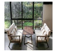Ensemble fauteuil et table ergonomiques en bois massif avec tissu respirant en coton et lin pour café et espace invités