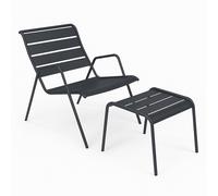 Ensemble Fauteuil relax + Repose-pieds FERMOB Monceau - Carbone