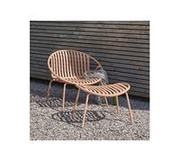 Ensemble fauteuil + repose-pieds de jardin en métal saumon