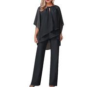 Ensemble Femme 2 Pièces Pantalons Costume De Soirée Cocktail Bal 3/4 Manches Chemise Et Taille Haute Costume en Tulle Décontracté Tenue Chic Elegant Outfits Suit 2 pièces Tailleur