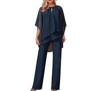 Ensemble Femme 2 Pièces Pantalons Costume De Soirée Cocktail Bal 3/4 Manches Courte Chemise Et Taille Haute Costume en Tulle Décontracté Tenue Chic Elegant Couleur Unie Formel Cardigan Outfits Suit