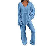 Ensemble Femme 2 Pièces Survêtement Chic Elegant Grande Taille Manche Longue Chemise + Pantalon Large Décontracté Sport Jogging Respirant Pyjamas Tops + Pantalon 2 Piece Suit Pas Cher