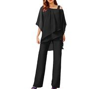 Ensemble Femme 2 Pièces Tailleurs-Pantalons Femme Tenues élégante Tailleurs Femme 3/4 Manches Chemise Et Taille Haute Costume en Tulle Décontracté Tenue Chic Outfits Suit Combinaison Femme Mariage